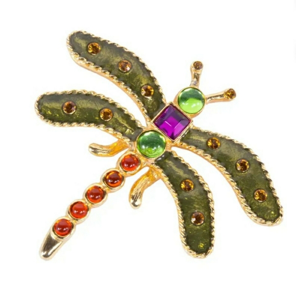 Carlisle Couture Gripoix jeweled glass dragonfly